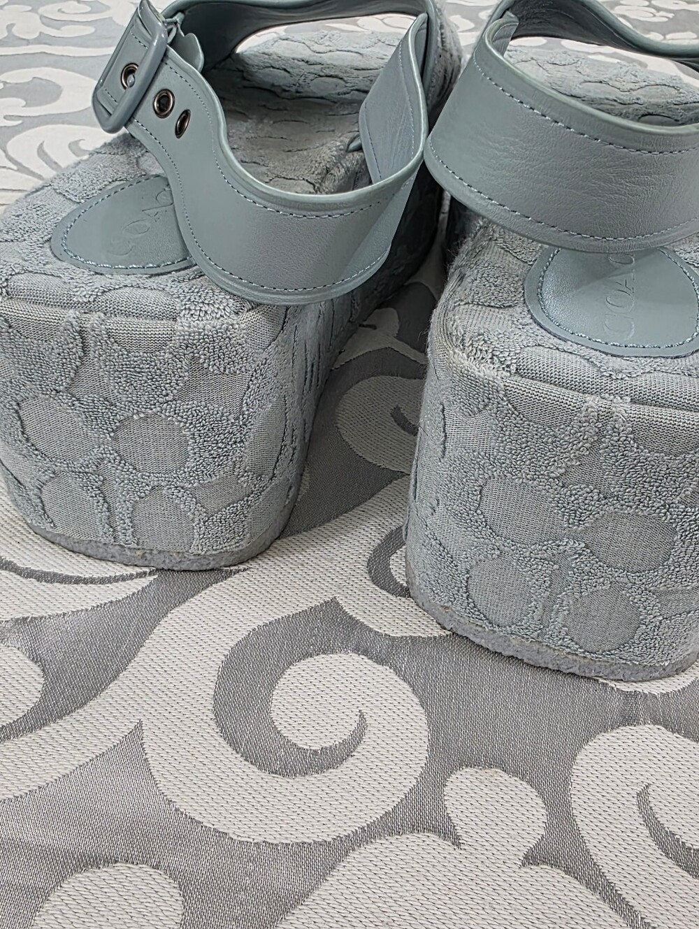 Coach Noelle Signature Sandals Baby Blue Terry Cloth Womens Platform Sz 9.5 B - Picture 10 of 15